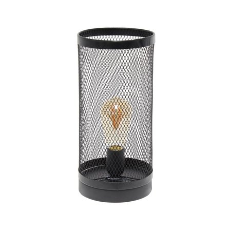 LIGHTING BUSINESS Black Mesh Cylindrical Steel Table Lamp LI2519946